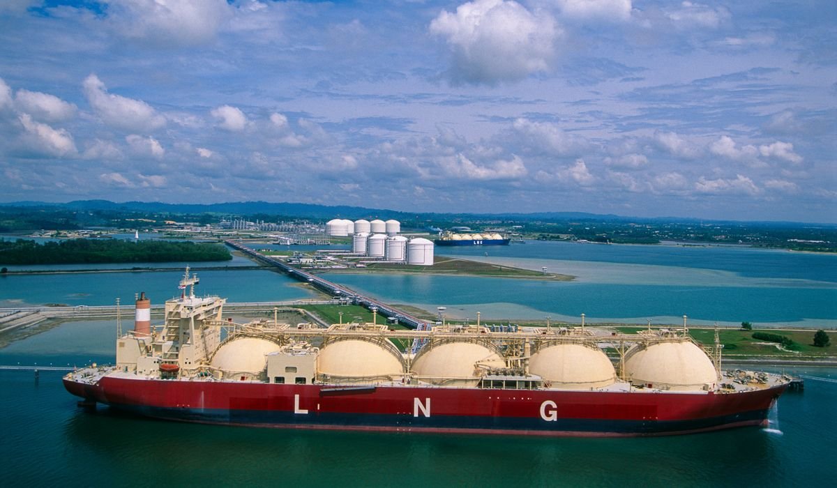 LNG carrier ship at a terminal